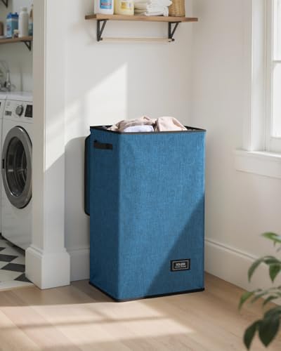 SOLEDI Laundry Hamper with Lid 90L Large & Tall Collapsible Laundry Basket, Clothes Hamper with Bag Removable Easy to Carry, Dirty Hampers for Bedroom, Bathroom, Dorm, College, Blue - color: Blue, size: 90L