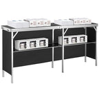 VEVOR Extra Long Folding Portable Bar Tradeshow Podium Table for Indoor, Outdoor, Party, Picnic, Exhibition, Includes Carrying Case, Storage Shelf and Black Skirt, 77.95" x 15.16" x 34.65" - size: 77.95 INCH