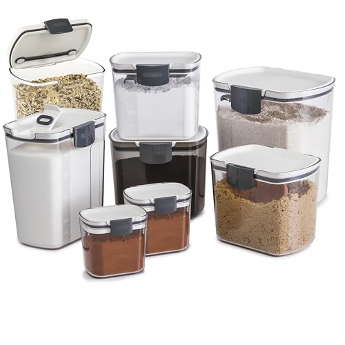 Progressive ProKeeper Baker's Airtight Kitchen Storage Canister Container Set for Flour, Sugar & More, Keeps Ingredients Fresh, with Accessories (Multicolor, 8- Piece) - color: Multicolor, size: 8- Piece
