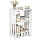 HAYOFAMY 3 Tier Side Table Night Stand, Narrow End Table with Display Shelf, Small Bookcase Bookshelf, Simple Bedside Table Storage Rack for Bedroom, Living Room, Office, Bathroom, White