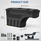 oEdRo Truck Bed Storage Tool Box Fits 2015-2026 Ford F150 Driver Side, 180 Degree Rotation Rear Tool Boxs with Lockable Lid & Password Padlock, Black Waterproof Wheel Well Storage - size: Driver Side