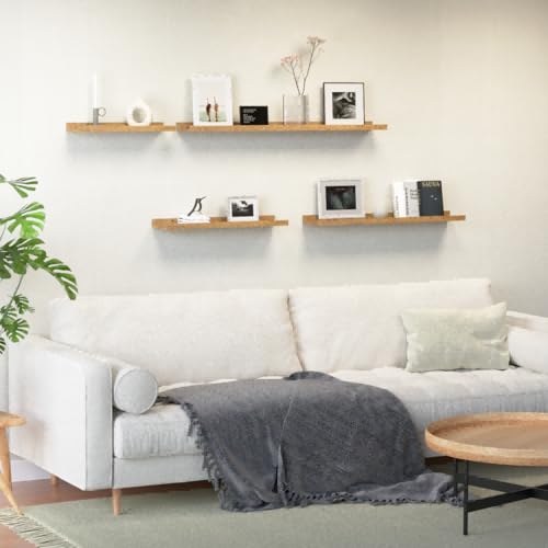 Boswillon Floating Shelves Set of 2, Modern Wall Shelves with Lip, Display Picture Ledge for Bedroom, Living Room, Bathroom, Kitchen - Oak - color: Oak, size: 15.7 In