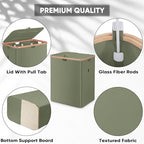 BALEINE Laundry Hamper with Lid, Tall Laundry Baskets with Bamboo Pull Handles, Large Laundry Bin with Internal Support (36 Gal/140L, Green) - color: Green, size: 140 liters
