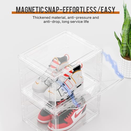 KEFA XL Shoe Storage Box Organizer, 8 Pack Shoe Boxes Clear Plastic Stackable, Sneaker Display Case Container Fit for US 13 (Side 8 PACK CLEAR) - color: 8 PACK CLEAR