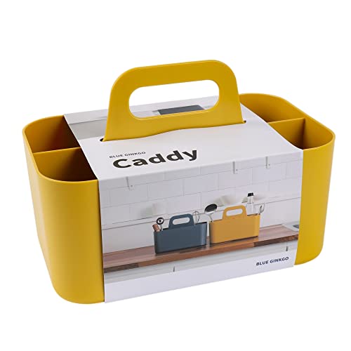 BLUE GINKGO Stackable Organizer Caddy – Korean-Made Portable Tote for Bathroom, Office, Crafts, or School Supplies (Rectangle, Yellow) - color: YELLOW, size: Rectangle