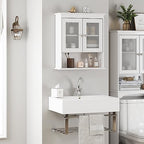 Spirich Bathroom Cabinet Wall Mounted, Medicine Cabinet Organizer with Glass Doors and Adjustable Shelves, Bathroom Wall Cabinet Over Toilet, White