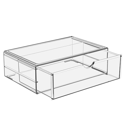 Sorbus Large Stackable Acrylic Drawers - 1 Clear Storage Drawers for Organizing Make up, Nail Polish, Hair Accessories, and Beauty Supplies - Makeup Organizer for Vanity, Bathroom Organizer Countertop - color: 1 Drawer
