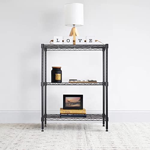 BestOffice 3-Shelf Adjustable Metal Storage Shelves Wire Shelving Unit Organizer Wire Rack 450Lbs Capacity for Small Places Kitchen Garage 23Lx13.2Wx30.2H,Black - color: Black, size: 23"D x 13"W x 30"H