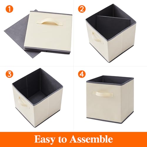 Lifewit Storage Cubes, Foldable Decorative Fabric Storage Baskets for Organizing Home Organizers with Handles for Shelves, Closet, 11 Inch Bins, 18L Beige, 12 Packs - color: Beige, size: 12pcs-11INCH