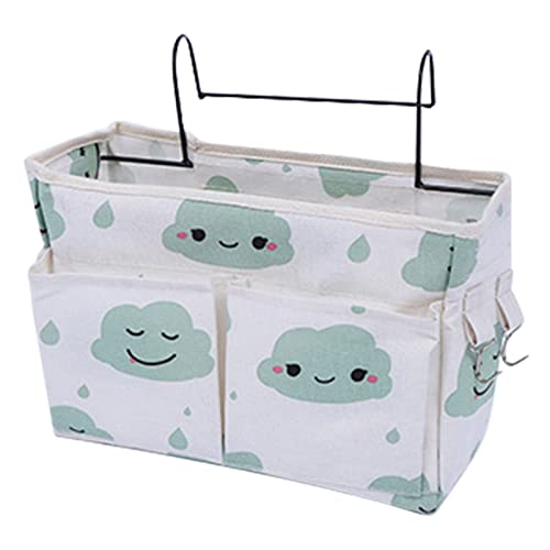 Bedside Caddy Hanging Organizer,Canvas Bag Pockets Basket Multifunction Bedside Organizer for Bunk College Dorm Bed Rails with Magazine Books Phone Cable Tablet Water Bottle,Blue Clouds - color: Blue Clouds