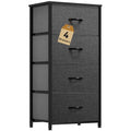 DWVO Storage Tower with 4 Drawers - Fabric Dresser, Organizer Unit for Bedroom, Living Room, Closets - Sturdy Steel Frame, Easy Pull Fabric Bins & Wooden Top - color: B - Black Grey Fabric, style: 4-Drawer