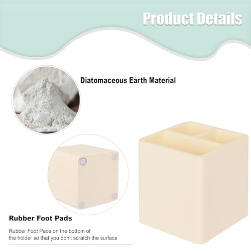 Diatomite Toothbrush Holders for Bathrooms, Electric Toothbrush and Toothpaste Holder 3 Slots Tooth Brush Organizer for Bathroom Countertop, Shower, Vanity - Yellow - color: Yellow