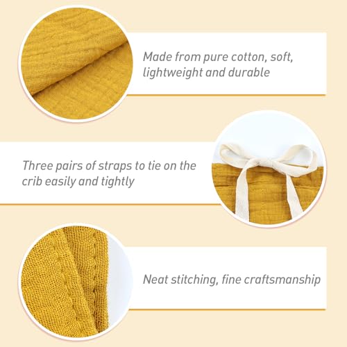 Cinaci 2pcs Cotton Pram Stroller Caddy Baby Crib Hanging Organizers Storage Pockets Nappy Diaper Bags Bedside Pockets for Milk Bottle/Soothing Toys/Wipes (Cream Set) - color: Cream and Ginger Set