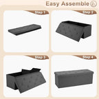 43 inch Storage Ottoman Bench, 30 inch Folding Storage Bench Ottoman, for Bedroom, Living Room, and Utility Room, Grey - size: 30"D x 43"W x 15"H