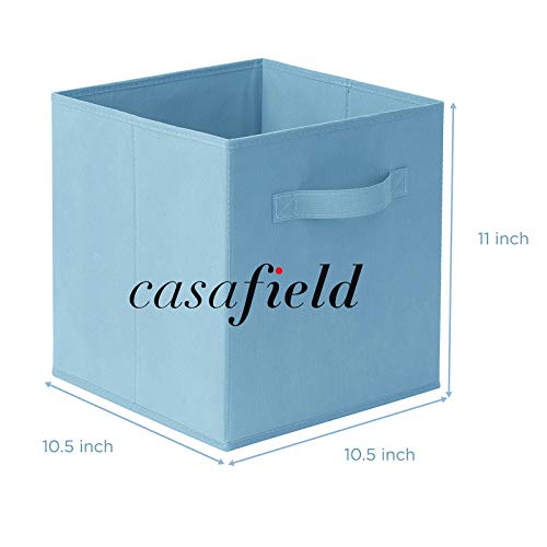 Casafield Set of 6 Collapsible Fabric Cube Storage Bins, Baby Blue - 11" Foldable Cloth Baskets for Shelves, Cubby Organizers & More - color: Baby Blue, size: 10.5" x 10.5" x 11"