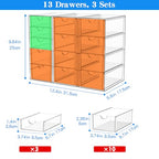 Acrylic Makeup Organizer with 13 Drawers, Bathroom Counter Organizer, Acrylic Organizers, Desk Organizer, Office Supplies, Storage Drawers for Cosmetic, Pencil, Coffee, etc 3 Pack - size: 13 Drawers