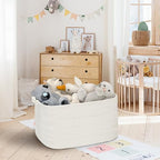 White Baskets for Organizing, 22" X 17" X 12" Rectangle Cotton Rope Storage Baskets, Woven Blanket Basket Living Room, Large Kids Toy Storage Organizer Bins, Baby Wicker Laundry Basket - color: White