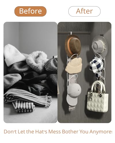 LINFIDITE 10 Pack Hat Rack Hanger Holder Organizer Closet Hanging Baseball Cap Display Storage Rack for Scarves Handbags Towels Clothes Ties Over Door Wall Mounted w Hanging Hook White - color: 10pcs White, size: Round Ring