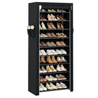 CASAMAYA Shoe Rack with Covers, 10 Tiers Tall Shoe Rack Organizer, Large Capacity Shoe Shelf Storage, Hold 30 Pairs of Shoes, Vertical Shoe Storage Organizer for Closet, Entryway, Black, SRT103B01 - size: 24.8"W - 10 Tier