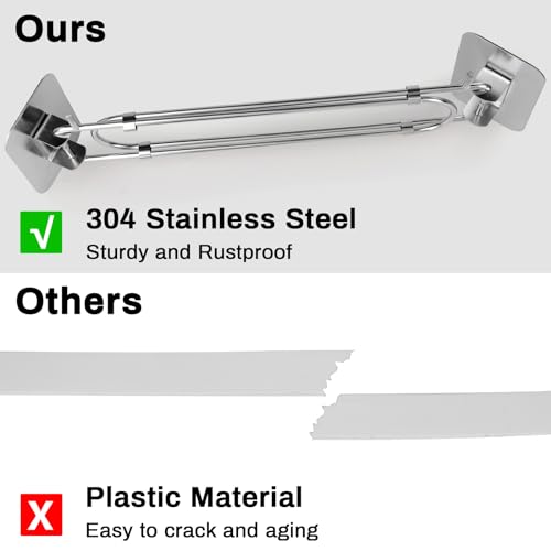 Sanchamy Upgraded RV Shower Corner Storage Bar Adjustable Stainless Steel RV Corner Storage Bar for Shower 7"-13" Rod with Rotatable Angle and Hook for Bathroom in RV/Camper/Travel Trailer-2 Packs