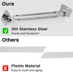 Sanchamy Upgraded RV Shower Corner Storage Bar Adjustable Stainless Steel RV Corner Storage Bar for Shower 7"-13" Rod with Rotatable Angle and Hook for Bathroom in RV/Camper/Travel Trailer-2 Packs
