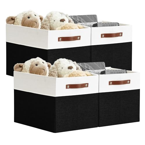 DECOMOMO Kallax Storage Cubes -13x15x13 Storage Bins, Baskets for Organizing Shelves (Black and White, 4-Pack) - color: Black and White, size: Kallax 13"x15"x13" /4pcs