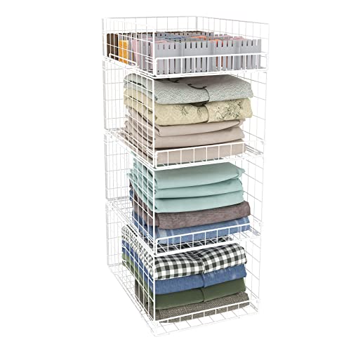 Cidaziya Closet Organizers and Storage Shelves for Clothes, Collapsible Stackable Storage Bins Organizer Baskets Containers Drawers for Truck Camper Closet RV Closets Pantries Cupboard Wardrobe - color: White