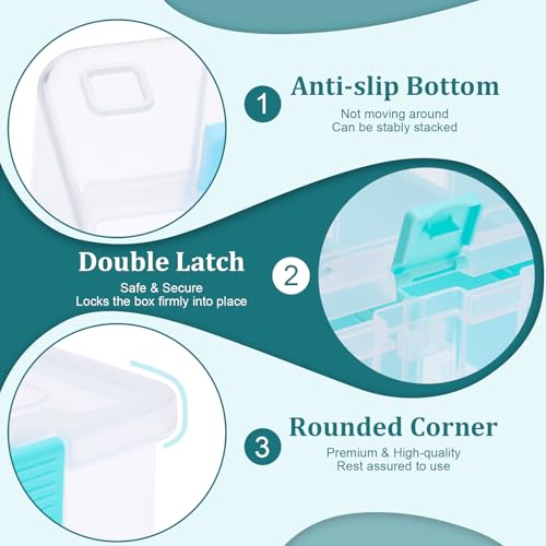 BTSKY Clear Plastic Dividing Storage Box with 4 Compartments Adjustable Storage Bin with Lid Plastic Craft Storage Container Multipurpose Sewing Box Art Supply Organizer, 13.3x8.1x3.4 Inches - size: 13.3x8.1x3.4 Inches-Clear