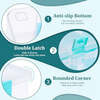BTSKY Clear Plastic Dividing Storage Box with 4 Compartments Adjustable Storage Bin with Lid Plastic Craft Storage Container Multipurpose Sewing Box Art Supply Organizer, 13.3x8.1x3.4 Inches - size: 13.3x8.1x3.4 Inches-Clear