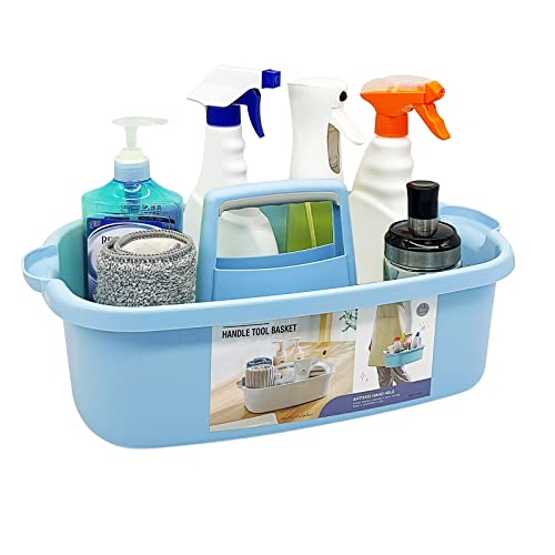 Goderewild Multi-Purpose Plastic Cleaning Caddy with Handle, Shower Caddy Organizer/Storage Basket/Totes Portable for Bathroom Supplies, Cleaning Products, Under Sink Tool, Housekeepers (Blue) - color: Blue, size: 1 Pack