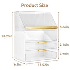 Makeup Organizer Countertop with Lid, Skincare Organizers for Vanity, 3 Tiers Clear Makeup Storage Cosmetic Display Cases Holder for Bedroom Bathroom Dresser Desk Countertop