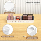 Desk Drawer Organizer Tray 4 PCS Plastic Office Drawer Organizer Bins Junk Organizer Divider with Non-Slip Silicone Pads, Makeup Vanity Organizer for Drawer, White - style: Adjustable