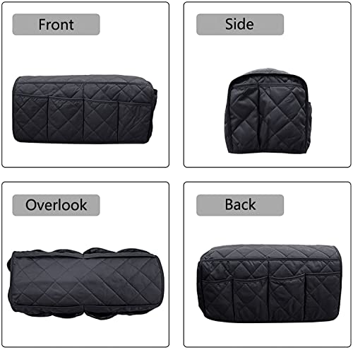 2 in 1 Waterproof Armrest Covers Sofa Arm Organizer with 14 Pockets for Tablet Magazines TV Remote Holder, Anti-Slip Recliner Couch Armchair Slipcover Furniture Sofa Arm Protector Storage Caddy Pouch - color: Black, 2 in 1