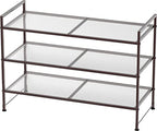 Simple Houseware 3-Tier Stackable Mesh Shoe Rack, Bronze - color: Bronze, style: Mesh Panel
