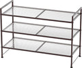 Simple Houseware 3-Tier Stackable Mesh Shoe Rack, Bronze - color: Bronze, style: Mesh Panel