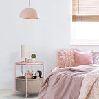 danpinera Round Side Table with Fabric Storage Basket, Metal Side Table Small Bedside Nightstand with Removable Tray Top for Living Room, Bedroom, Nursery, Laundry, Light Pink - color: Light Pink