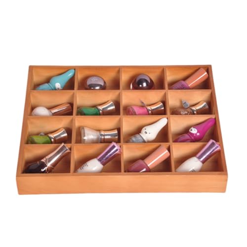 1 Pcs 13.4''x10.6''x2'' Wooden Storage Divider Box Showcase Display Box Organization Tabletop Box with 16 Compartments for Home Craft Office Kitchen Storage (Vintage Color) - color: Vintage Color, size: 16 Compartments