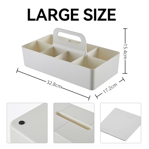 dinrgo Bath caddy for baby,Bathroom Makeup organizer Countertop with Handle,Skincare Caddy for Vanity,Storage Box,bathtub storage,Bathroom Trays,Shower Caddies,Baby Bath Toy Organizer,Desktop storage - color: M1-White