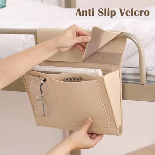 Bedside Caddy, 5 Pockets Felt Bedside Storage Organizer, Hanging Storage Organizer for Home Bedroom Living Room College Dorm Bed Water Bottles, Magazines, Phone, Glasses (Gray) - color: Gray