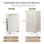 DOKEHOM 90L X-Large Laundry Basket with Removable Wash Bag on Wheels, Collapsible Rolling Laundry Hamper, Foldable Clothes Organizer, Folding Washing Bin (Beige) - color: Beige, size: X-Large Pro 29"