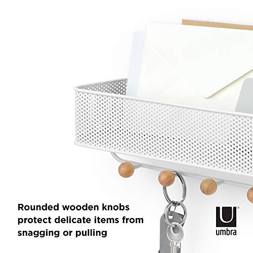 Umbra Estique Entryway Organizer, Great for Storing Keys, Small Accessories, Mail, Wallets and More, Small, White/Natural - size: Small