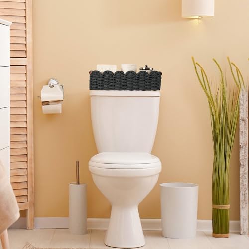 Toilet Paper Storage Basket Bathroom Counter Organizer Wicker Baskets for Organizing Cute Basket for Bedroom Nursery Room Kitchen Bathroom Decor -Black - color: Black