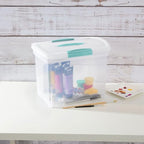 Sterilite Large Nesting ShowOffs, Stackable Small Storage Bin with Latching Lid and Handle, Plastic Container to Organize Office Files, Clear, 6-Pack - size: Large, style: 6 Pack
