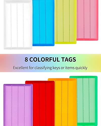Uniclife Key Tag Rack Slot Style Plastic Wall Mounted Key Holder Organizer with Transparent Tough Key Tag Identifiers Markers in 8 Assorted Colors, 2 Pack - size: 10.4'' x 2.8'', 2 Pack, style: Slots
