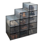 Simplify Set of 12 Stackable Shoe Boxes | Customizable | Fits Size 11 Shoes | Drop Front Design | Closet Storage | Sneakers | Heels | Clear and Black - color: Black