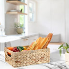Wicker Basket for Shelf Woven Open Storage Bins with Built-in Handles Handwoven Water Hyacinth Storage Baskets Box for Living Room Bathroom Kitchen,13.8"L x 9.3"W x 5"H - size: 13.8"L x 9.3"W x 5"H