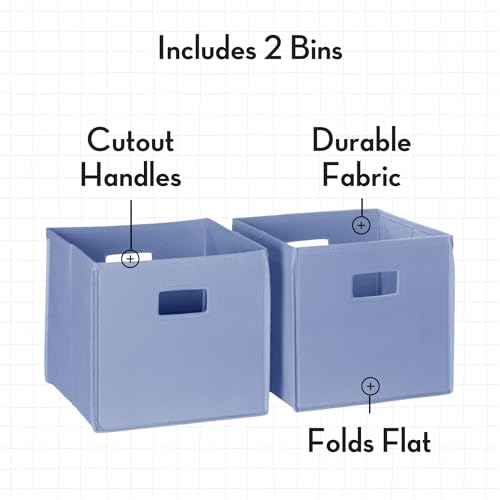 RiverRidge Kids 2pc Fabric Collapsible Storage Cube Organizers with Handles for Playroom Organization - Periwinkle Blue - color: 2 Periwinkle Blue Bins