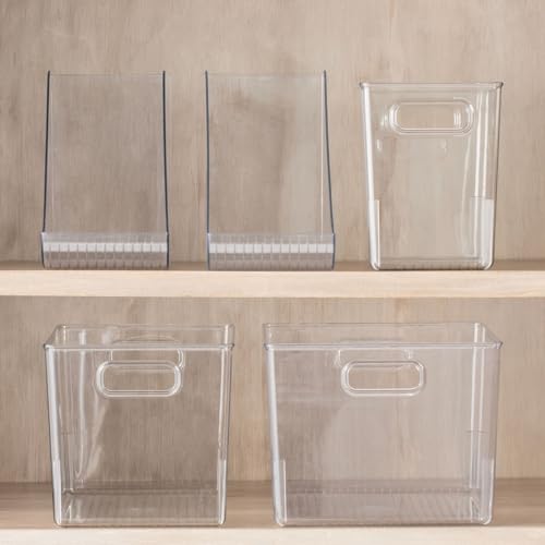 mDesign Plastic Storage Closet Organizer Bin, Container Bin for Entryway, Hallway, Linen, and Coat Closet - Organization for Clothing, Blankets, Toys, and Accessories, Ligne Collection, 4 Pack, Clear - size: 10 x 8 x 8 (Pack of 4)