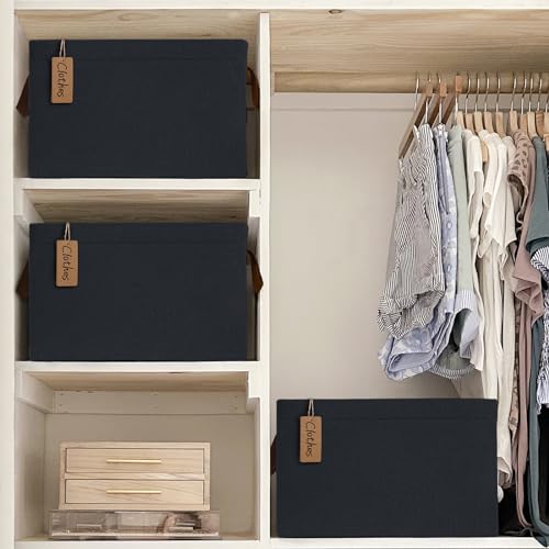 CHICVITA Large Storage Bins for Clothes and Toys, Black Fabric Bin for Living Room, 16 " L x 11" W x 9 " H, 2-Pack - color: Black, size: 16 ¾" L x 11" W x 9 ¾" H