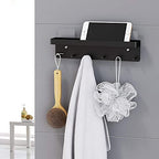 MKO Key Holder Wall Mount, Key Holder Wall Mount Adhesive with Mail Organizer Tray with 6 Key Hooks for Wall, Black - color: Black 1pcs